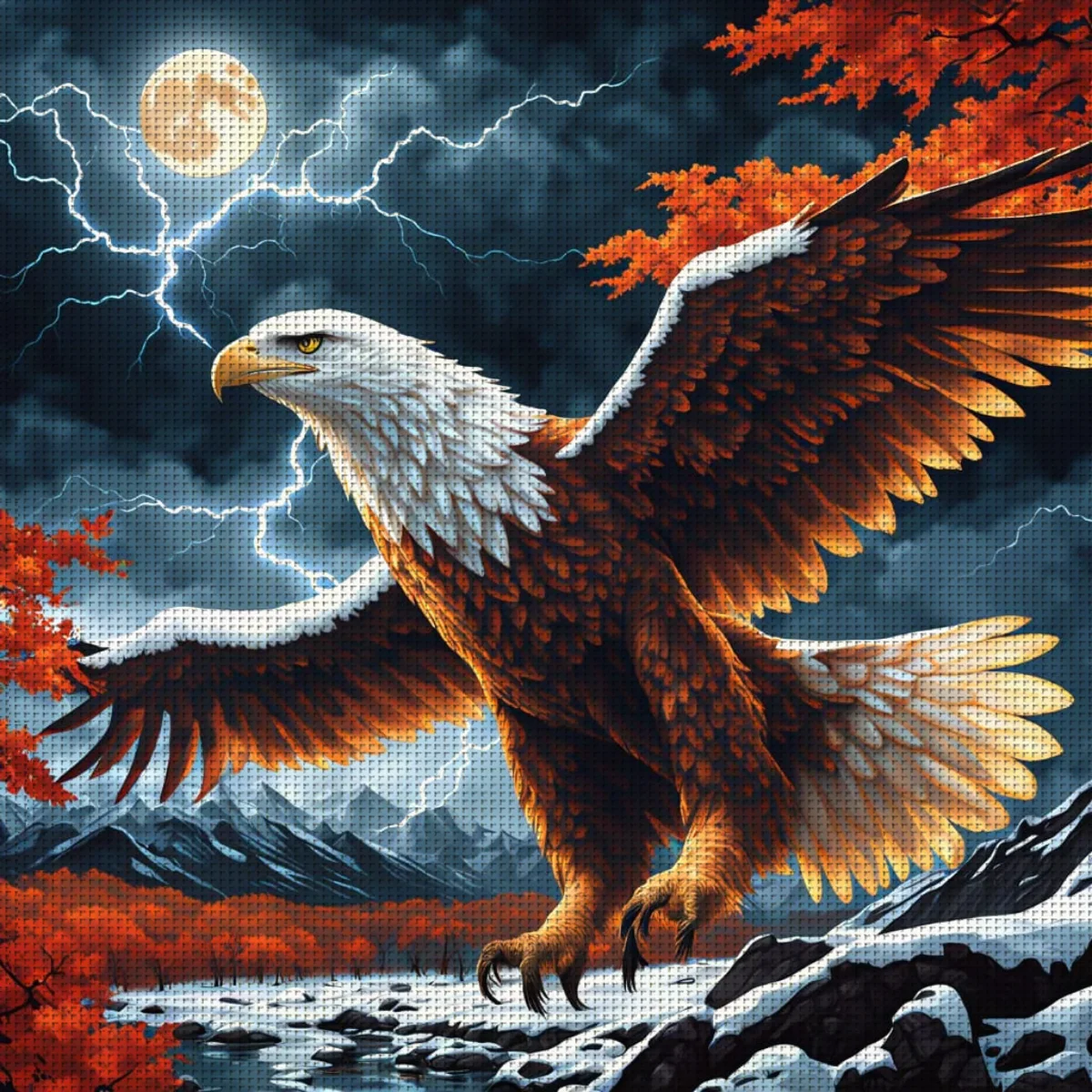 1 комплект, 40x40 см-15,7x15,7 дюйма/50x50 см-19,7x19,7 дюйма, набор для вышивки крестом «сделай сам», безрамный, «Заяляющий орел», набор для вышивания с принтом