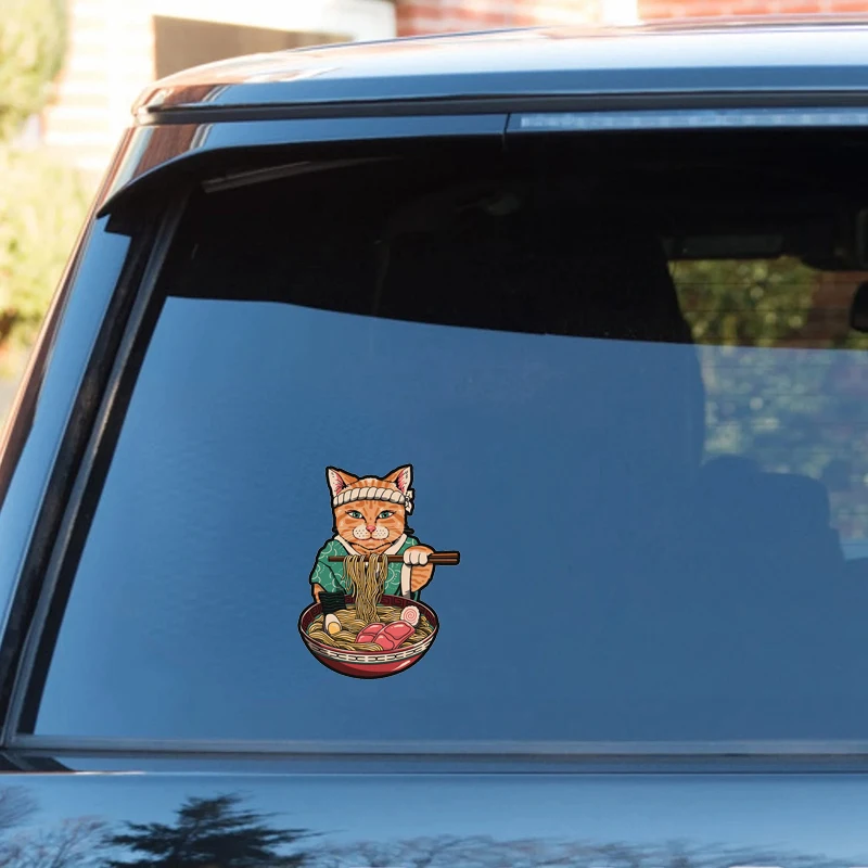 Creative for Neko Japan Samurai Cat Car Stickers Fashionable Simple PVC Vinyl Decals Creative Windows Caravan Car Decoration