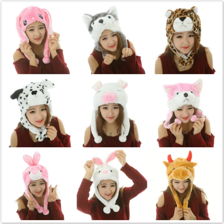 Plush Novelty Animal Hat: One Size Fits Adults & Children/Soft, Men Women Boys Girls Warm Beanie Cap