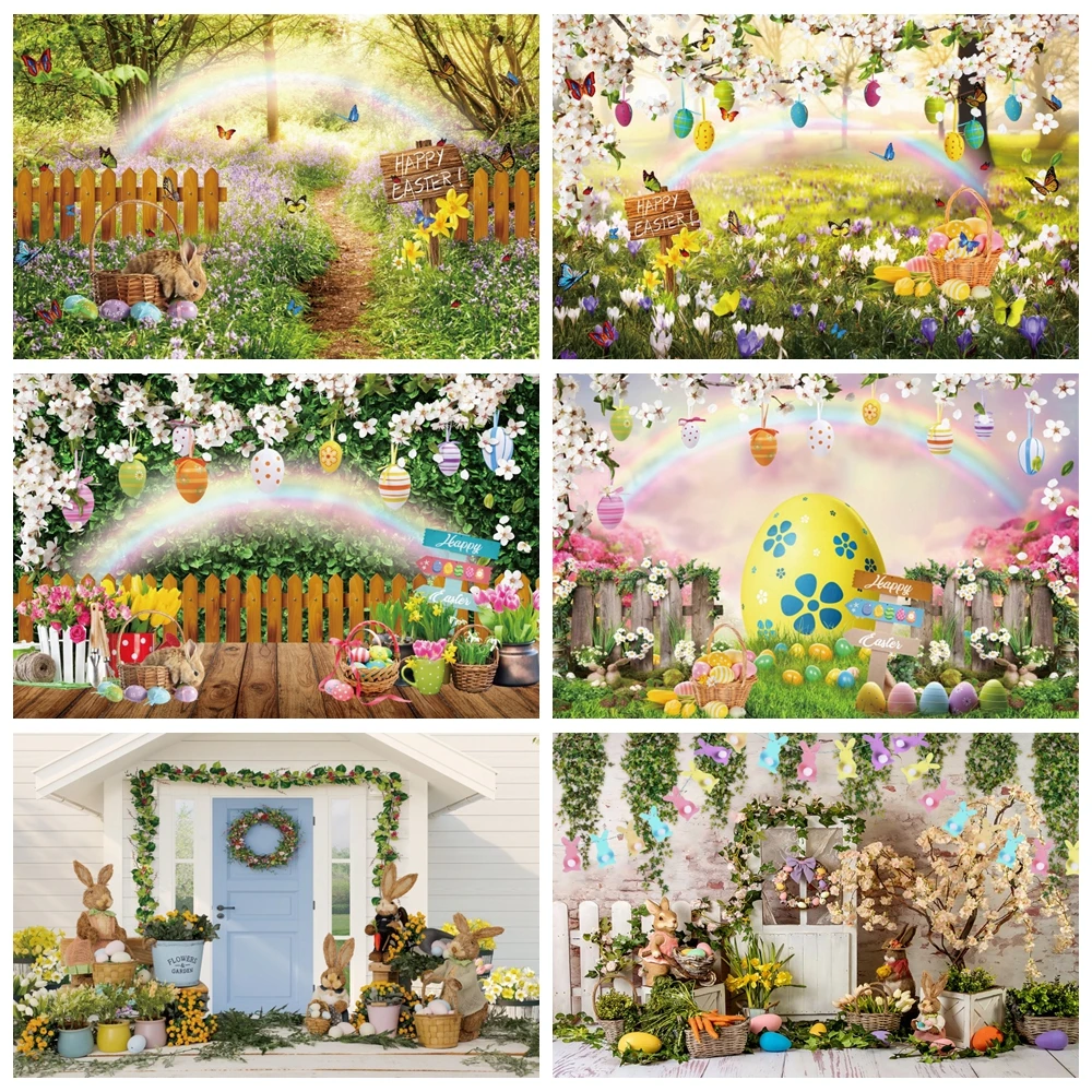 Buon giorno di pasqua sfondo per la fotografia uovo di coniglio primavera fiore erba sfondo bambino festa di compleanno sfondo Studio fotografico