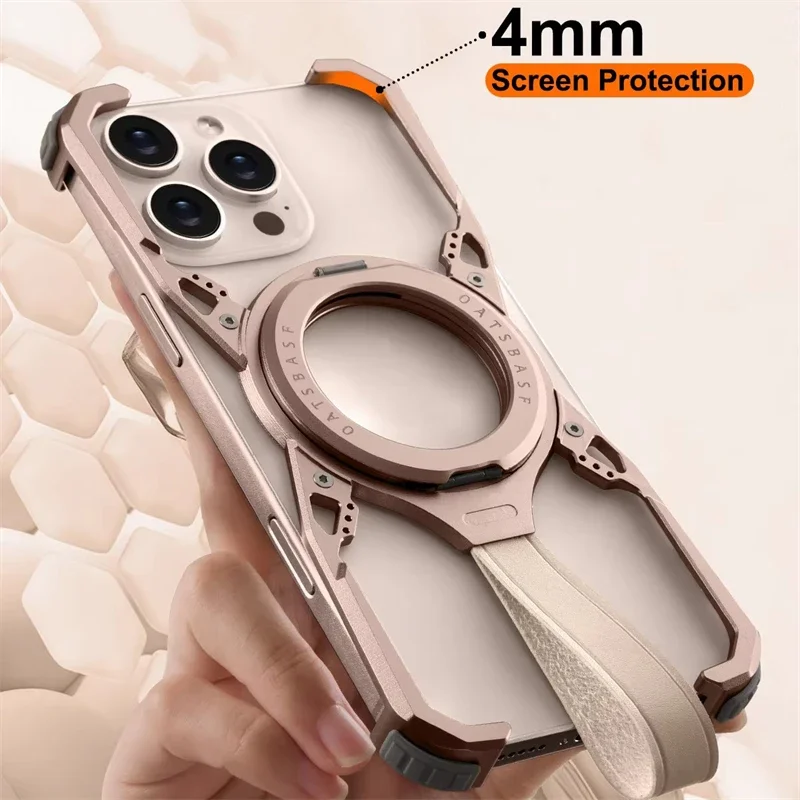 

Чехол для телефона Magsafe с металлическим каркасом для iPhone 16 Pro Max 16 pro max 360 ° Магнитный кронштейн из алюминиевого сплава, безрамный противоударный чехол