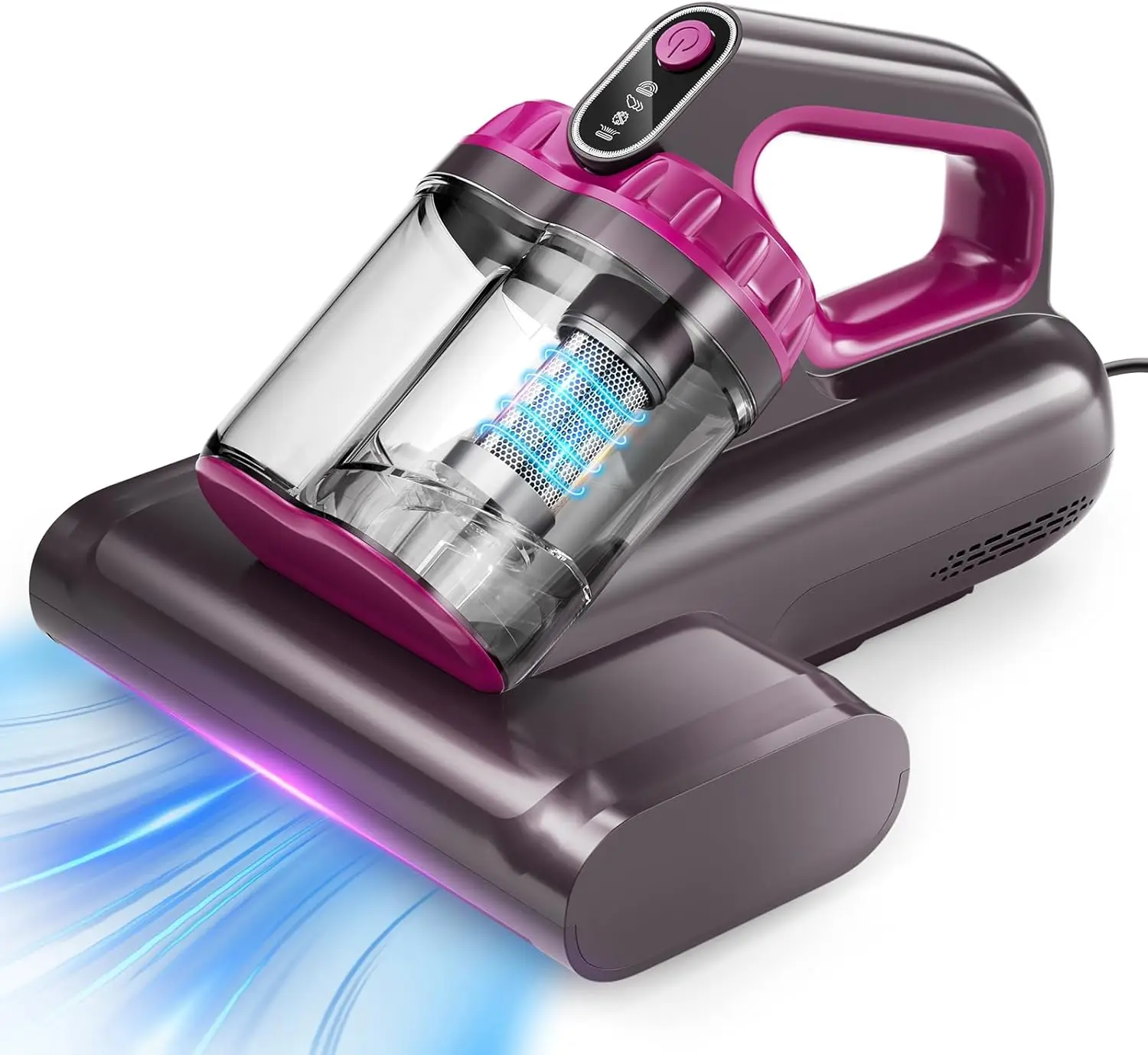 Vacuum Cleaner 15Kpa Bed Vacuum Cleaner 273nm UV-C Light & Ultrasonic Heating Tech 400W Handheld Vacuum Wide Suction Port 0.6L