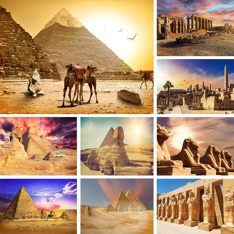 

Egypt Backdrop Ancient Egyptian Pharaohs Pyramid Decoration Photo Banner Sphinx Camel Dusk Desert Scenery Photography Background