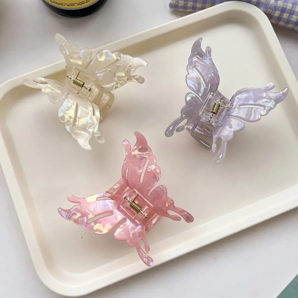 Fashion Animals Acetate Butterfly Hair Claw Candy Color Colorful Butterfly Hair Clip Headwear Grab Clip Large Shark Clip Daily