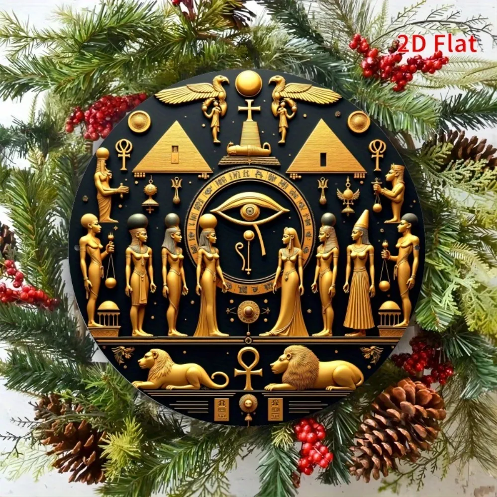 سر مصر القديمة في ميدالية مستديرة - ديكور مثالي للمطاعم والمحفوقات والمسكنين المتحفين الثقافيين