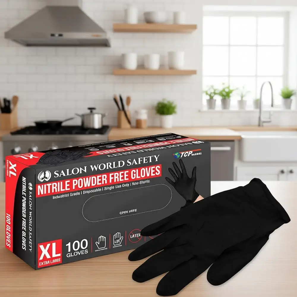 

Одноразовые нитриловые перчатки увеличенного размера, 100 штук, 5.0 мил, текстурированные, без латекса, безопасные для пищевых продуктов