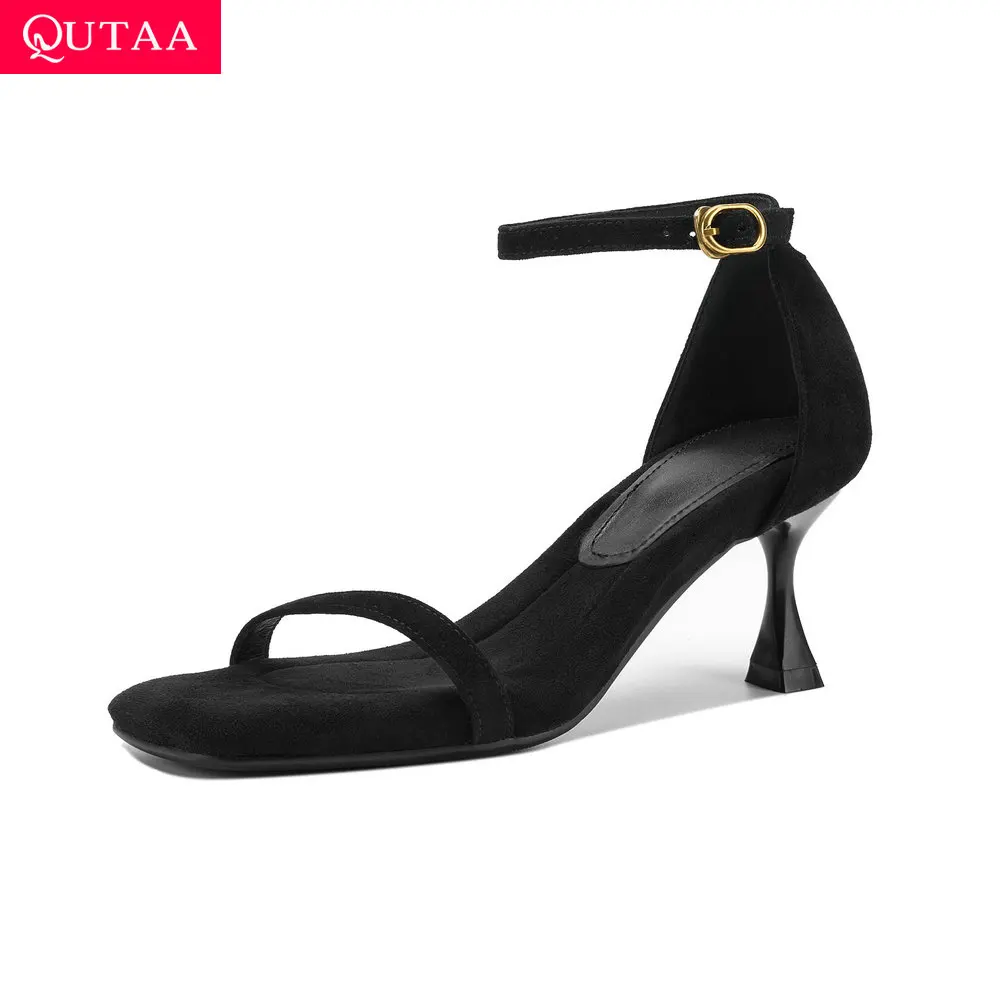 

QUTAA 2026 News Fashion High Heels Women Summer Sandals Pumps Shoes Ankle Strap Pointed Toe Shoes Slingback Dress Party 34-42
