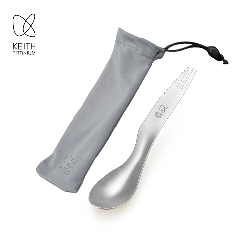 Keith  Titanium Multifunctional Cutlery Soup Spoon Three-in-One Household Outdoor Portable Titanium Tableware