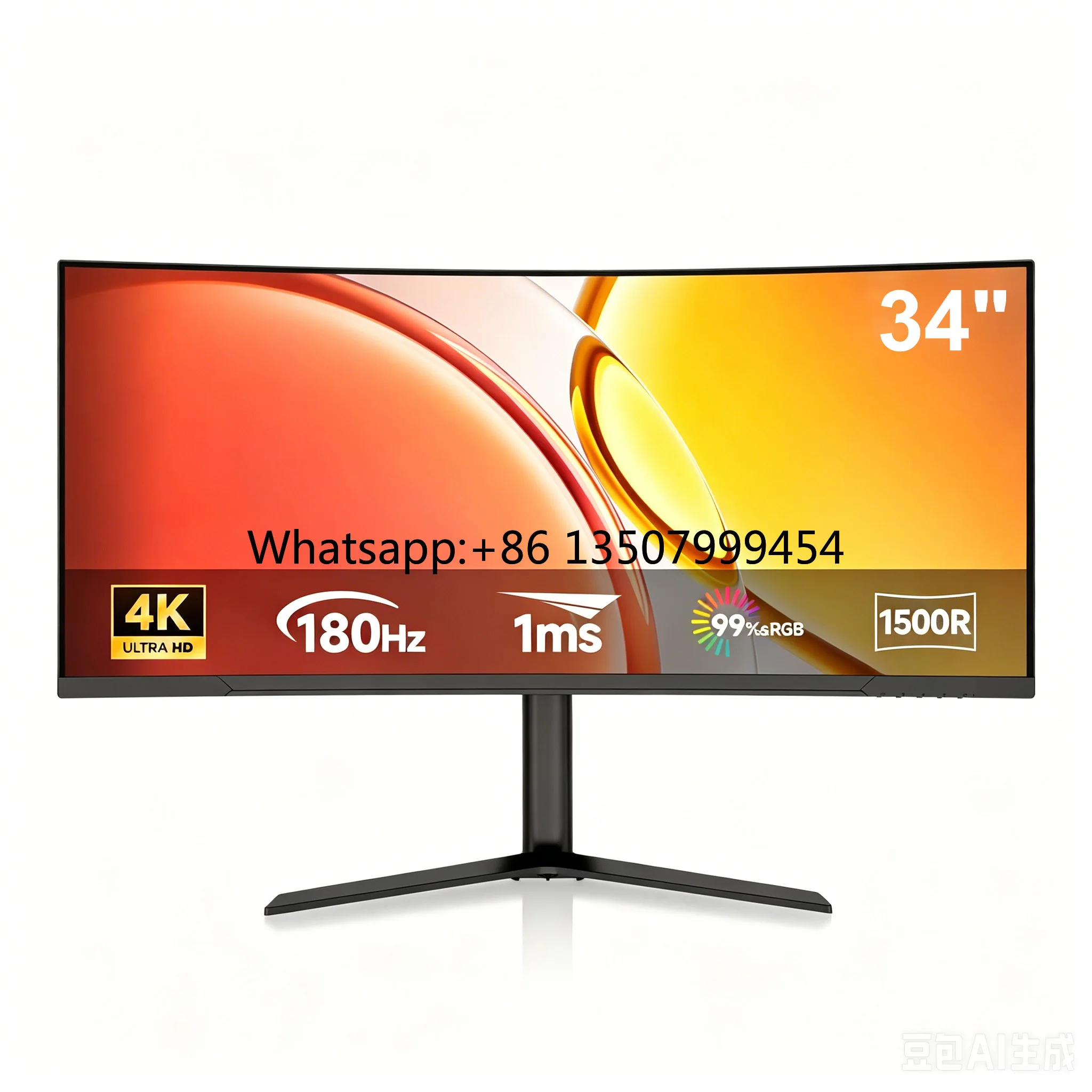 Ergonomic 34-Inch 144Hz IPS Gaming Monitor 21:9 Display Ratio 3440x1440 Resolution 1ms Response Time 99% SRGB Height-Adjustable