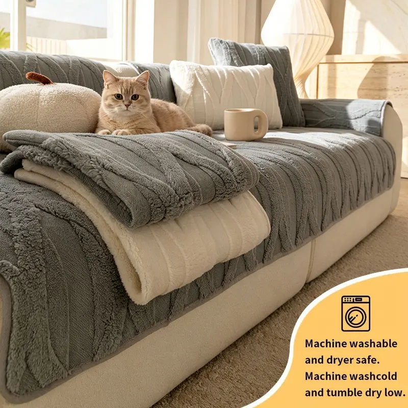 1PC-Geometric three-dimensional graphic sofa cushion,  soft and wear-resistant pet claw resistant furniture protection pad