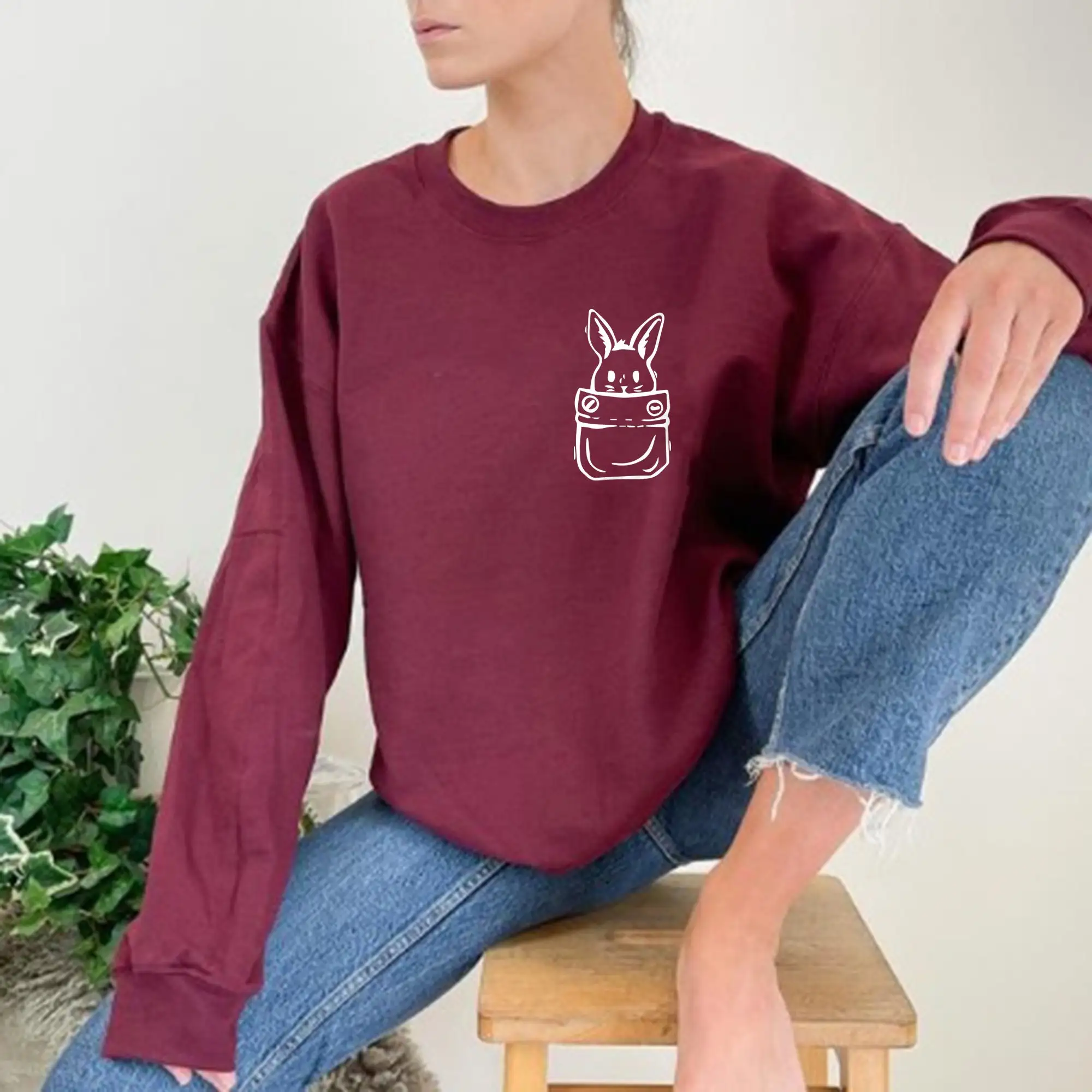 Sudadera elegante de Pascua para mujer, suéter de algodón con bolsillo y estampado de conejo, Tops escolares para vacaciones, novedad de 2024, gran oferta