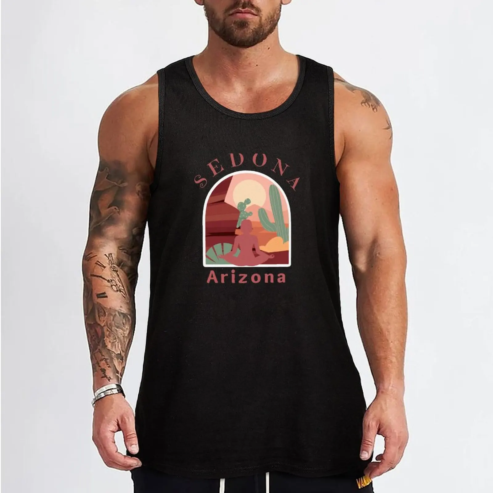 Spiritual Sedona Arizona- Red Text Tank Top running shirt underwear Sports clothing bodybuilding man gym for men