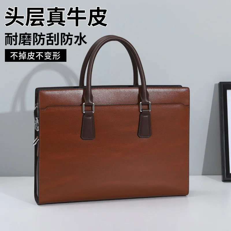 Top Layer Cowhide Briefcase Business High-end Anti-theft Password Lock Genuine Messenger Bag Men Leather Menbag Men's Handbag