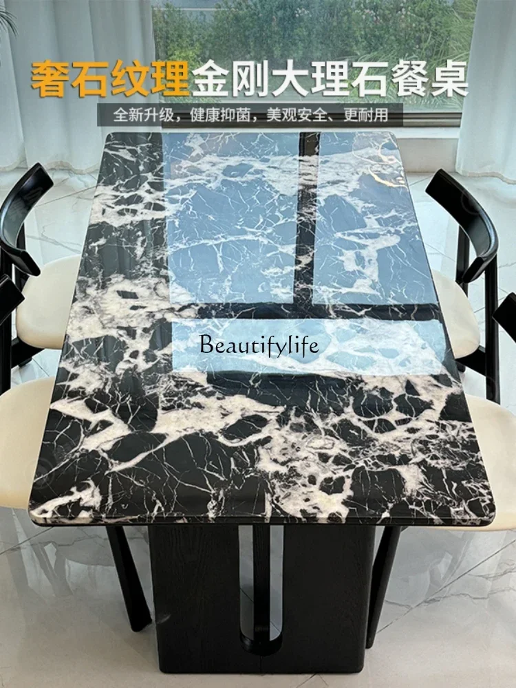 FG26*Medieval light luxury marble dining table rectangular modern simple natural microcrystalline stone