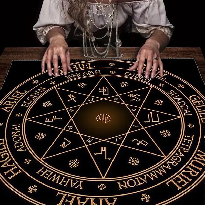 VIKAMA Tarot Tablecloth Magic Array Pentagram Sacred Geometry Dragon Pattern Tarot Card Array Altar Cloth Spiritual Home Decor