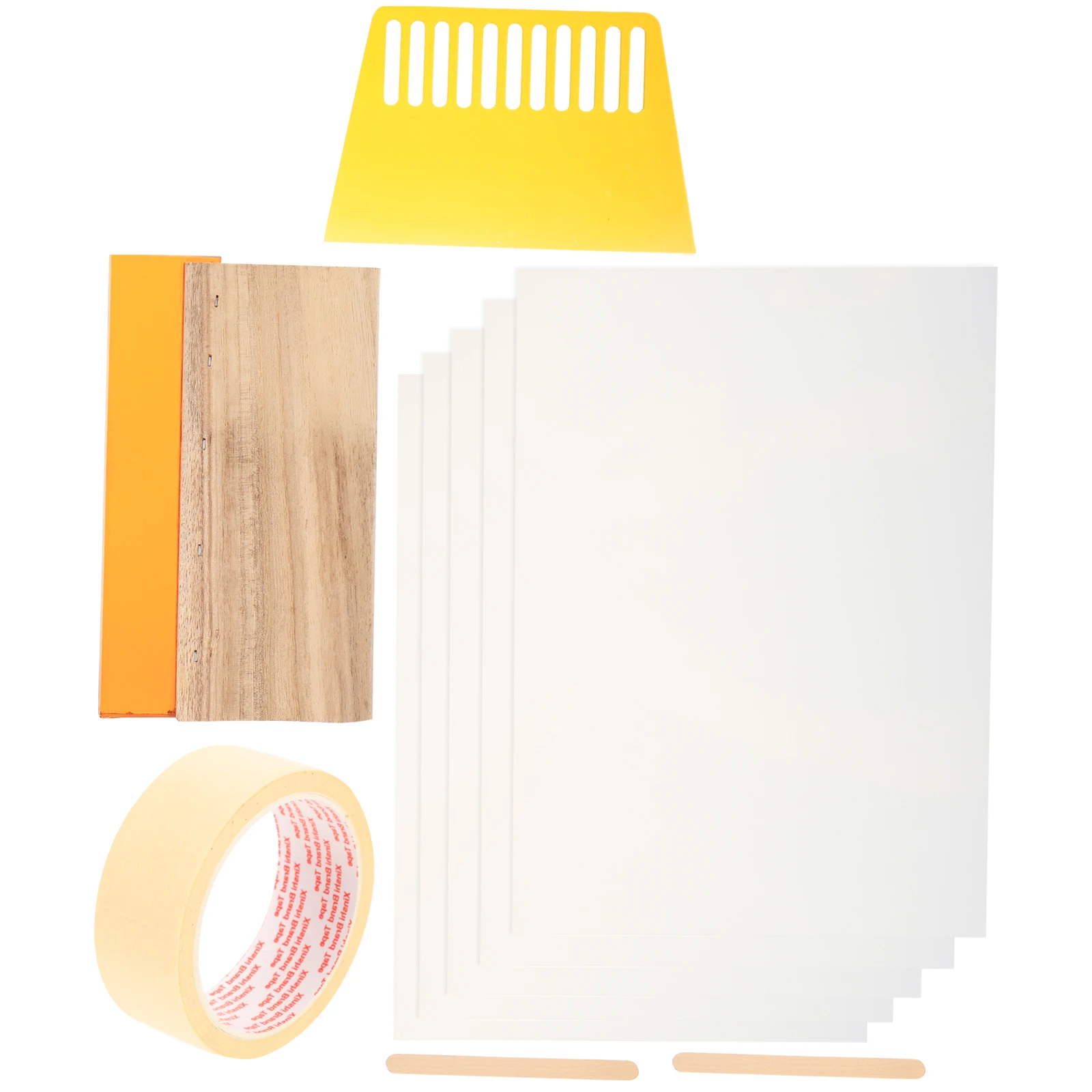 

1 set Kit UV Silkscreen Fabric Squeegee Scraper Wear Resistant Hand Water Starter Tool Wooden