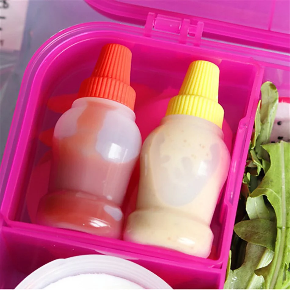 Mini Squeeze Seasoning Bottle Cartoon Leak-Proof Small Sauce Container Portable for Kids Lunch Box Bento Box Kitchen Accessories