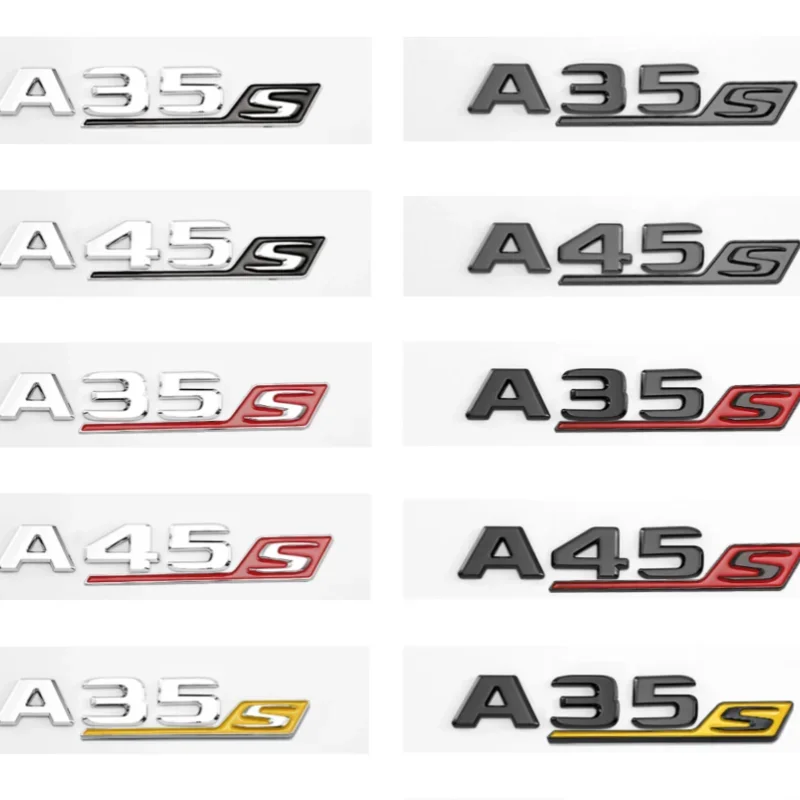 ثلاثية الأبعاد ABS كروم أسود شعار A35S A45S شعار رسائل شارة ملصق سيارة لمرسيدس بنز A45S AMG W176 W177 اكسسوارات ​