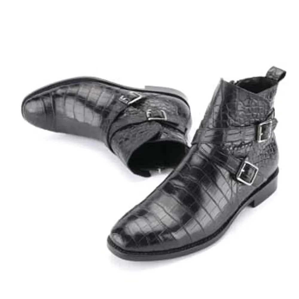 

luolundika crocodile shoes male boots High cut winter Male boots business leisure
