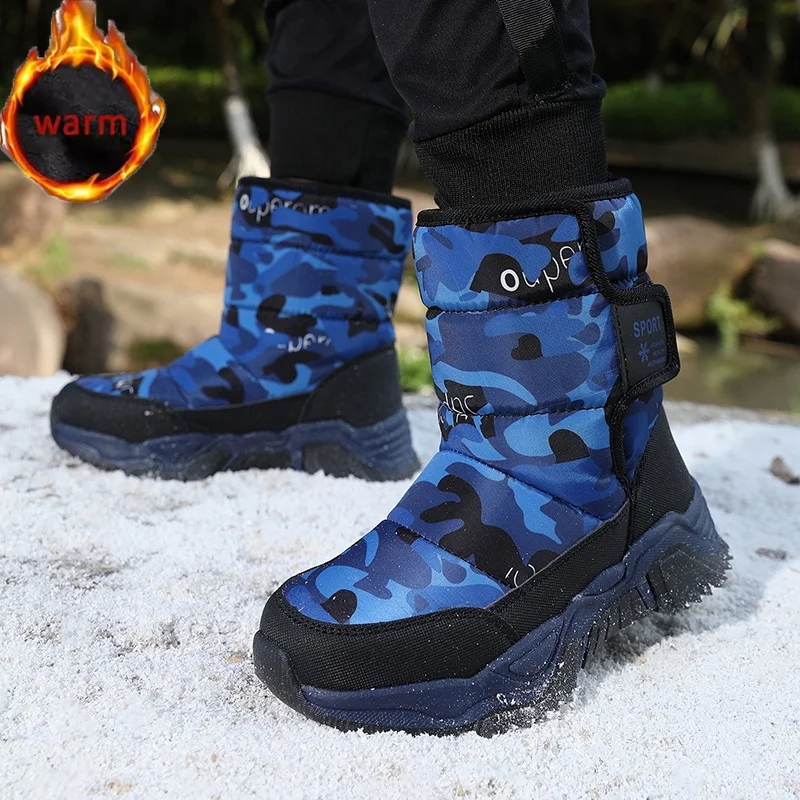 

Зимние детские зимние ботинки для мальчиков, нескользящие удобные зимние ботинки на мягком меху, модные детские уличные зимние ботинки, хлопковые сапоги