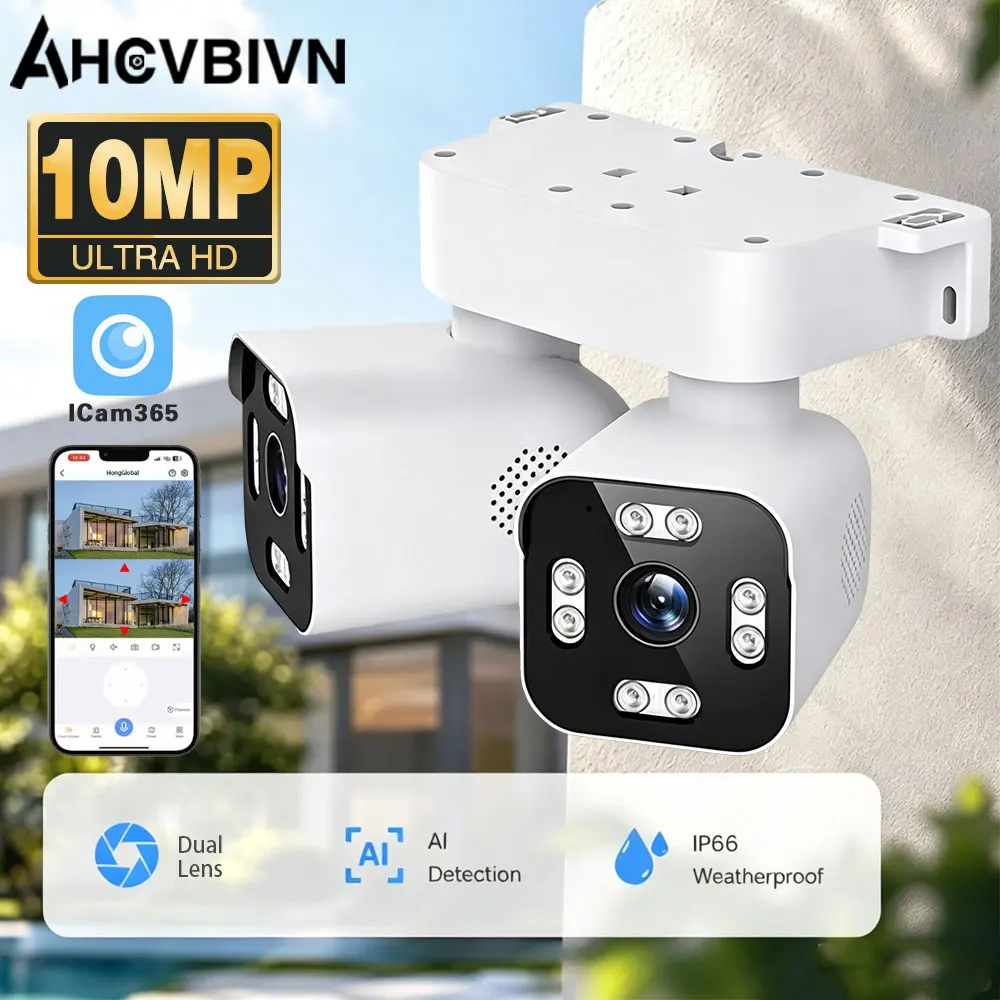 

10X Zoom 10MP Wifi PTZ Bullet Camera Dual Lens with Dual Screen Auto Tracking Two Way Audio Wireless CCTV Surveillance Cameras