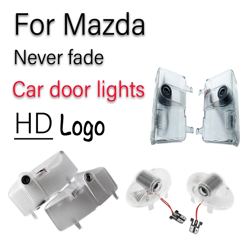 HD Glass Lens Car Door Light Laser Decor Projection Lamp Never Fade For Mazda 6 8 A8 MPV ATENZA CX-9 RX-8 RUIYI Car Accessories