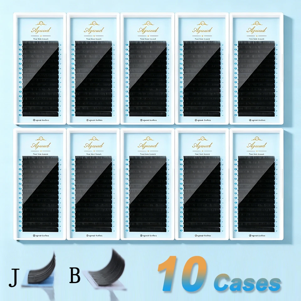 

AGUUD 10Box J B C Curl Matte Black Soft Mink Faux Individual Eyelash Extension Russian Volume Lash 0.03mm Regular Cashmere Cilio