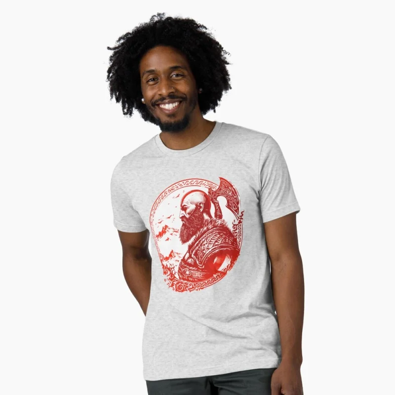 

Kratos Mandala God of War Spartan Rage Graphic clothes Norse mythology Videogame Gift t shirt 100% cotton printed All size tops