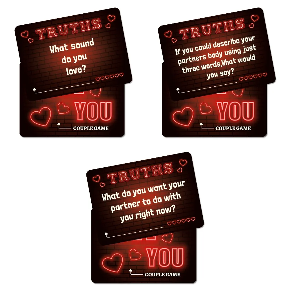50LOVE YOU Neonlicht-paalkaarten Bestverkochte Engelse spel Interactieve kaarten Zoet Intiem Levendig Gepassioneerd Charmant