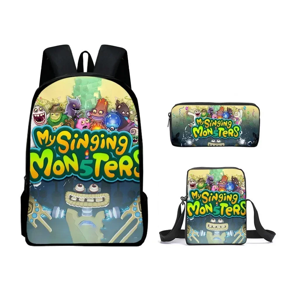 Singing Monsters Schoolbag Backpack Lunch Bag Pencil Case Set Gift for Kids Students