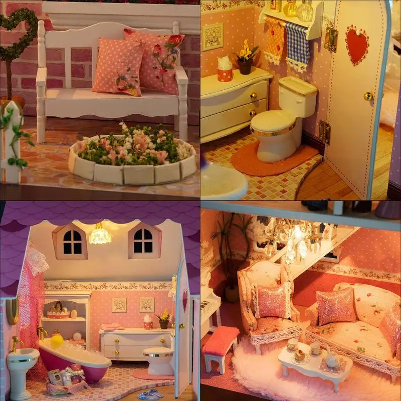 Imagem -02 - Kit Miniatura 3d Dollhouse Infantil Pequena Boneca Mini Casa de Bonecas Acessórios com Móveis Adolescentes e Adultos Aniversário