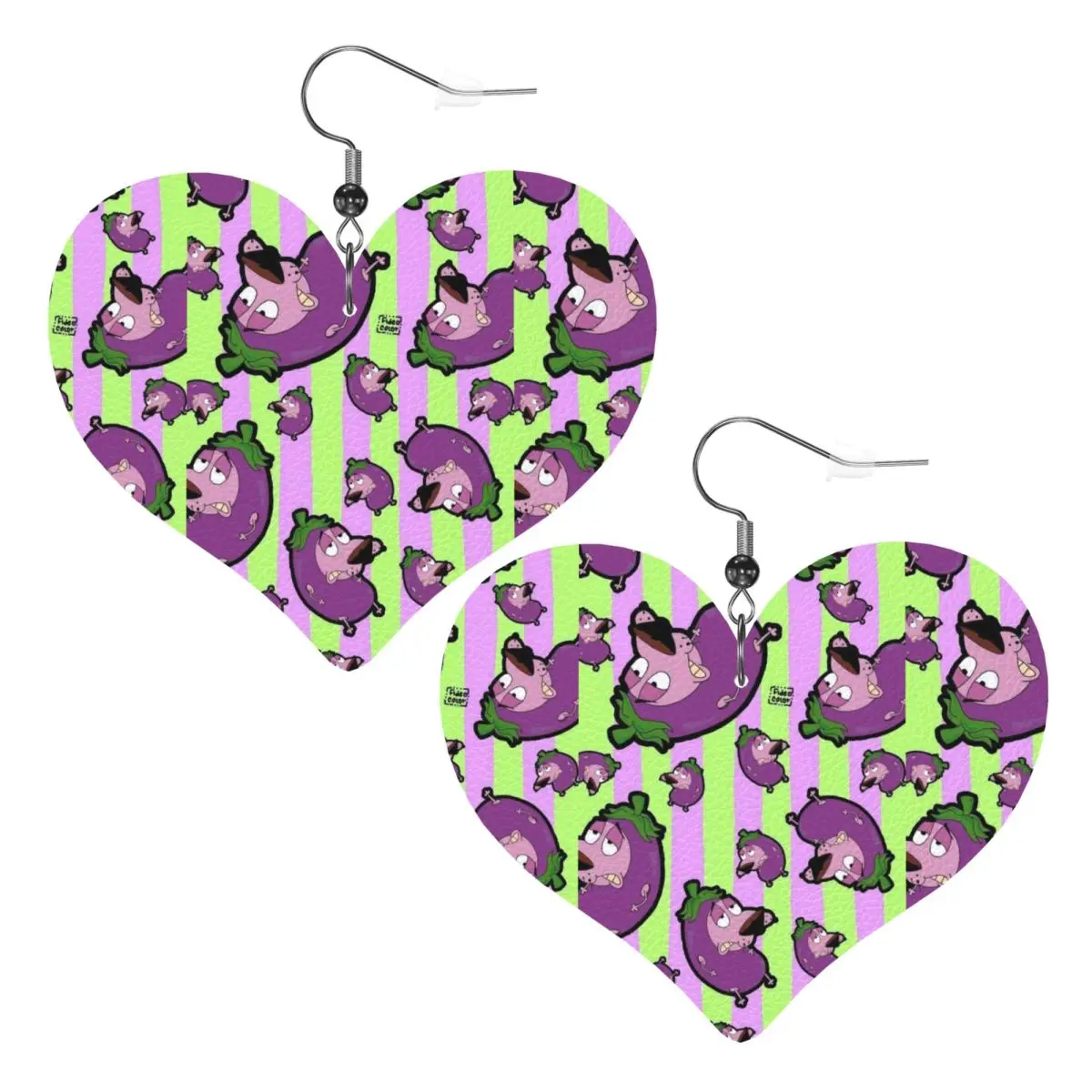 

Custom C-Courage The Cowardly Dog PVC Leather Earrings Dangle Earrings Jewelry For Women For Wife Mother Gift