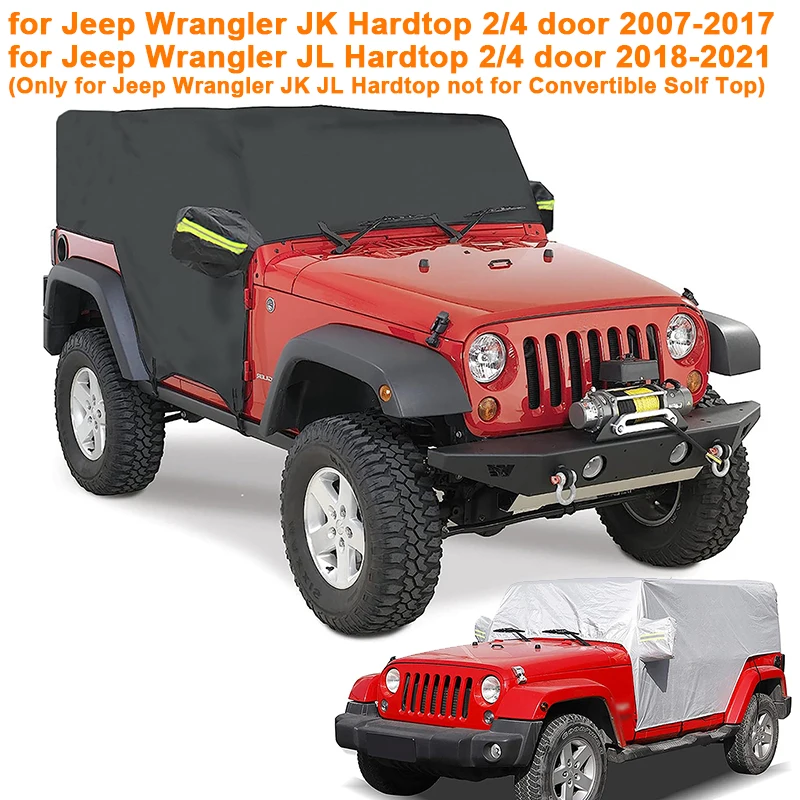 Car Roof Half Cover Waterproof Sunscreen Protection Cover Car Clothing For Jeep Wrangler JK Hardtop 2/4 door 2007-2021