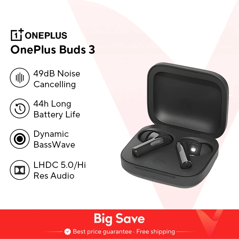 Version globale des couteurs OnePlus Buds 3 TWS Ecouteurs sans fil Bluetooth 5.3 avec annulation active du bruit 49dB