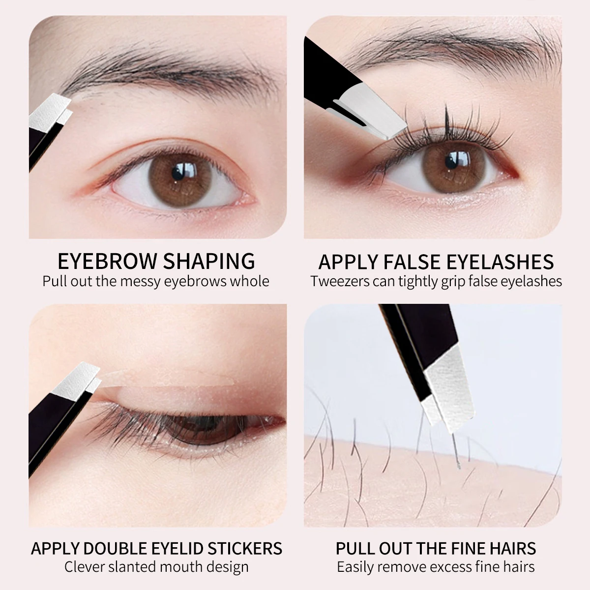 HISYI 眉毛ピンセット ステンレス鋼 斜めクリッパー 細い毛除去 美容メイクツール 眉毛脱毛用