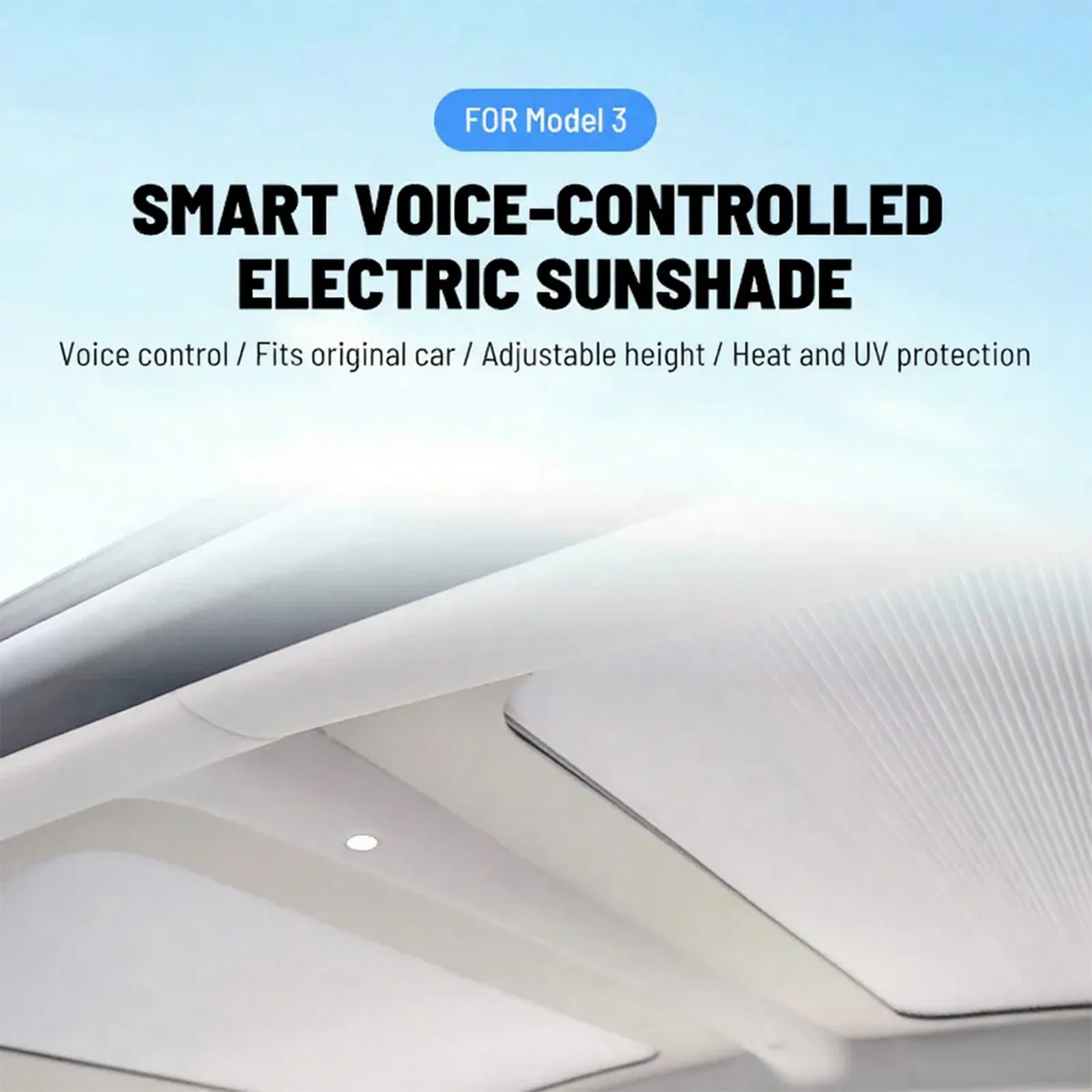 Najnowszy elektryczny, wysuwany daszek przeciwsłoneczny do Tesla Model 3 Highland 2019+, osłona dachowa, sterowanie głosowe w języku angielskim, sterowanie przyciskami, osłona przeciwsłoneczna.