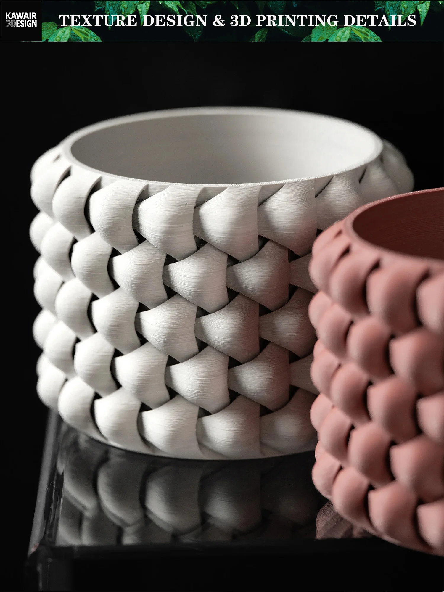 Modern Minimalist 3D Printed Plant Pot – Biodegradable Flower Planter for Home Decor, Eco-Friendly Sustainable Gift (Tri-Weave)