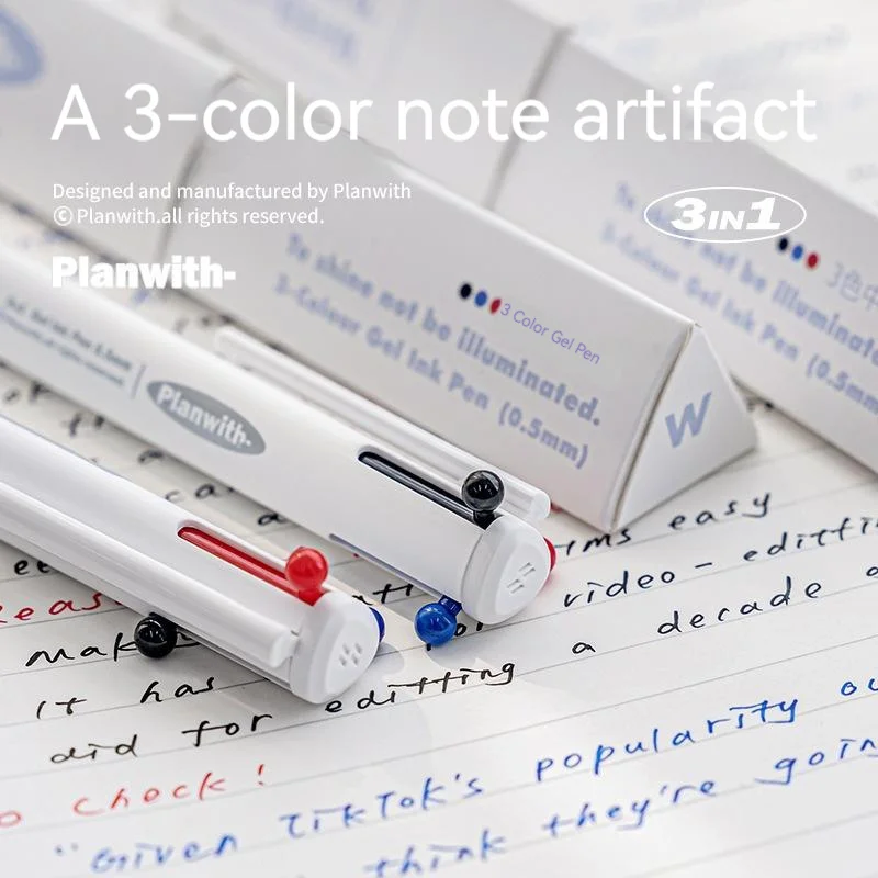 1Pcs Multi-color Pen Multi-functional Three-color Module Note-taking Task Correction Press The Neutral Pen School office supplie