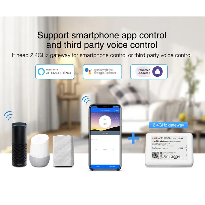 Miboxer Enkele Kleur 2.4G Led Strip Controller Cct/Rgb/Rgbw/Rgb + Cct Waterdicht Ip66 Licht Dimmer 2.4G Rf Afstandsbediening 12V 24V