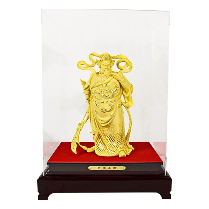 Custom advanced gift chinese gods Guan Yu metal craft Statue 99.9% pure gold plating golden home decor