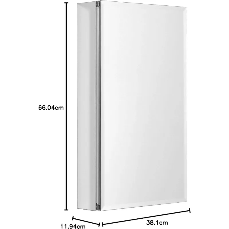 Designer Series Medicine Cabinet with 3 Adjustable Glass Shelves, 15