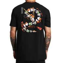 Summer Fashion Heavyweight Retro Men's Sushi Pattern 100% Cotton Printed Round Neck High-quality Casual Fitness Street T-shirt