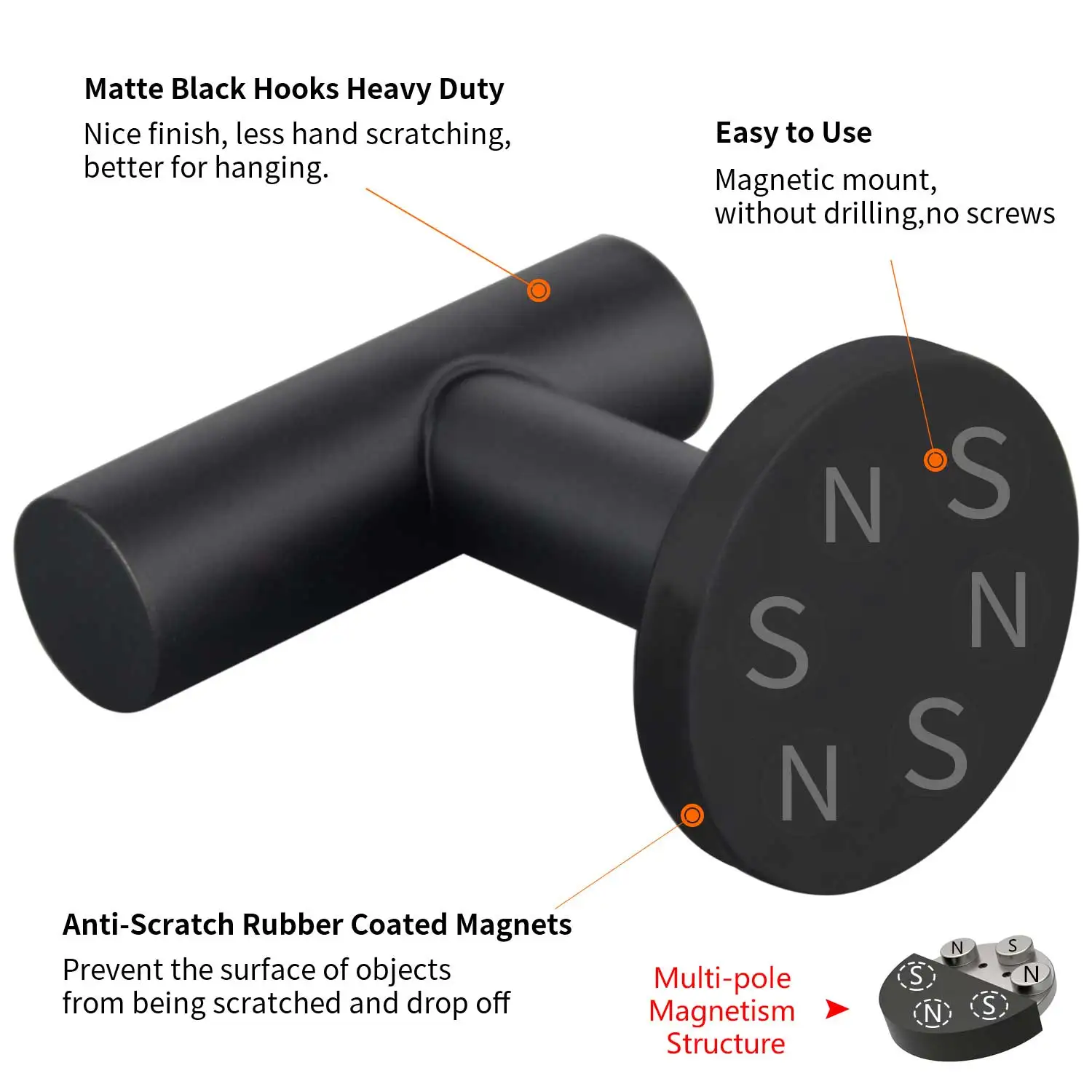 Strong Magnetic Coat Hooks Heavy Duty Rubber Coated Magnets Hook Towel Bag Umbrella Metal Door Grill Refrigerator Locker Hanger
