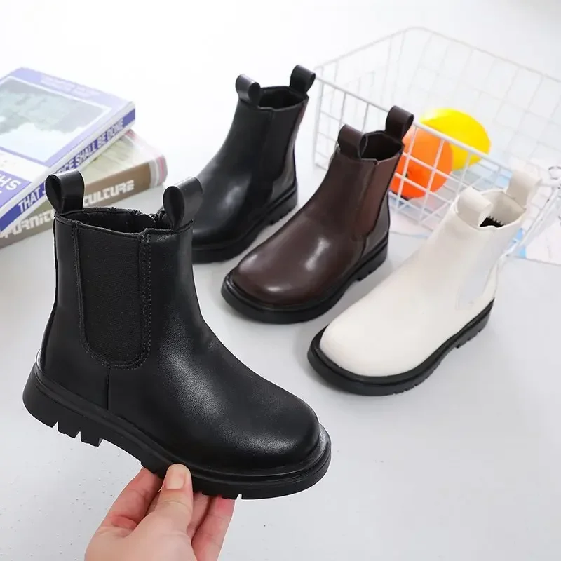 

Girls Ankle Boots for Boys Kids Unisex Chelsea Boots Side Zipper Fashion Classic Anti-skid Autumn Winter Children Rubber Boots