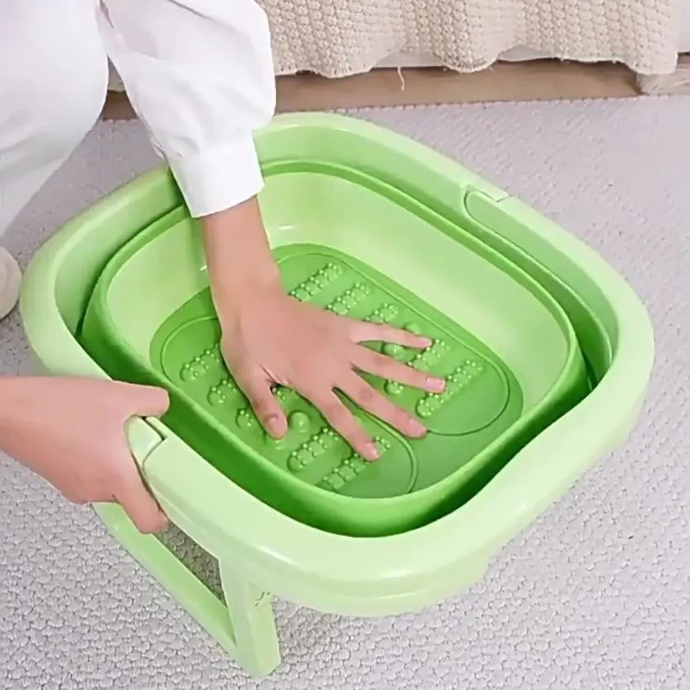 

With Lid Collapsible Foot Bath Thickened Foot Massage Rollers Foldable Foot Bath Deep Soaking Large Capacity Foot Spa Basin Home