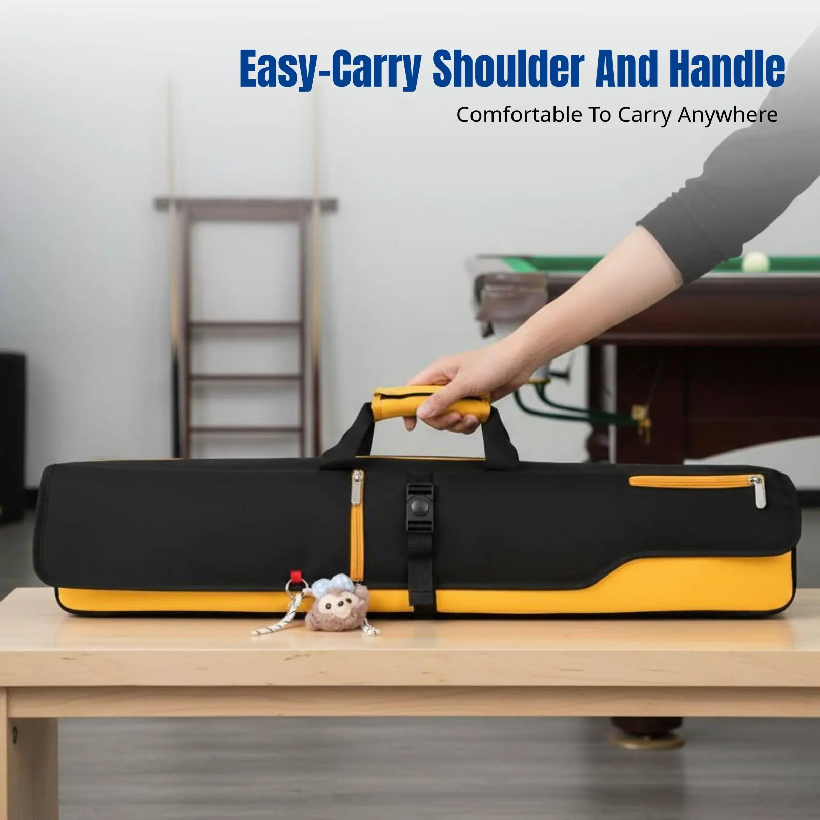 

Cue Bag, Billiard Cue Case, 8-Hole Storage, Professional Split Shaft, Portable Shoulder Strap