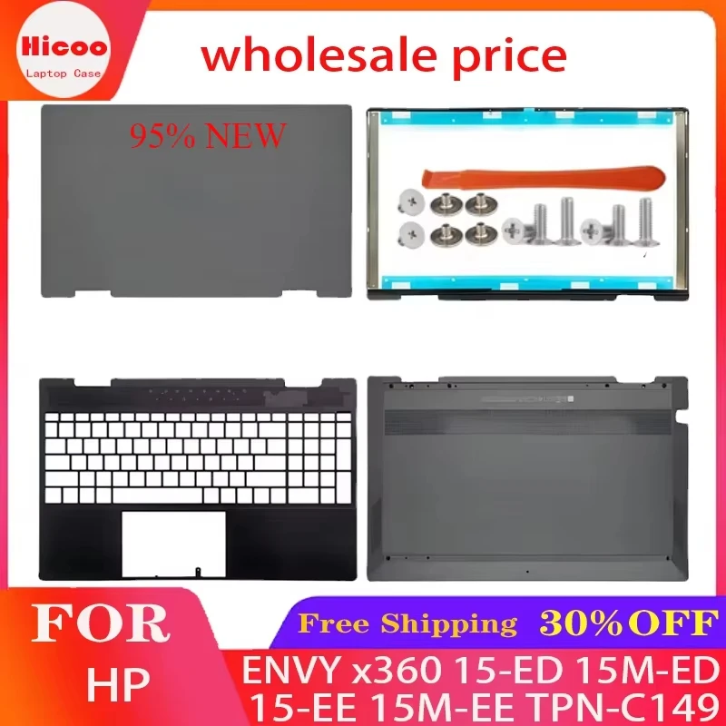 

New For HP ENVY x360 15-ED 15M-ED 15-EE 15M-EE TPN-C149 LCD Back Cover Front Bezel Hinges Palmrest Bottom Case L93204-001 Brown