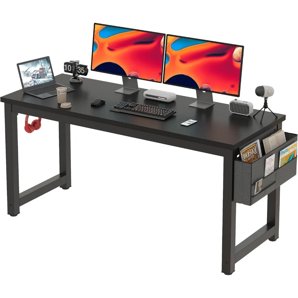 

Large Computer Desk - 63 Inch Home Office Desks Study Student Writing Table Gaming Desk Wood Modern Simple Table with Storage Ba