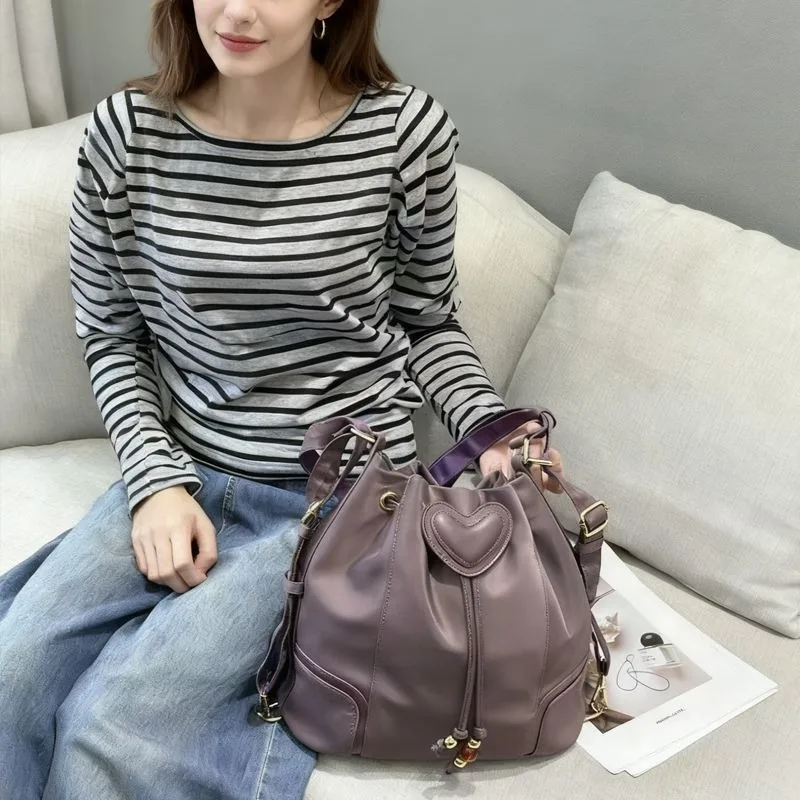 Multifunctional Bucket Bag High Quality and Large Capacity Women's Shoulder Bag Versatile Nylon Backpack Crossbody Bag Foreign