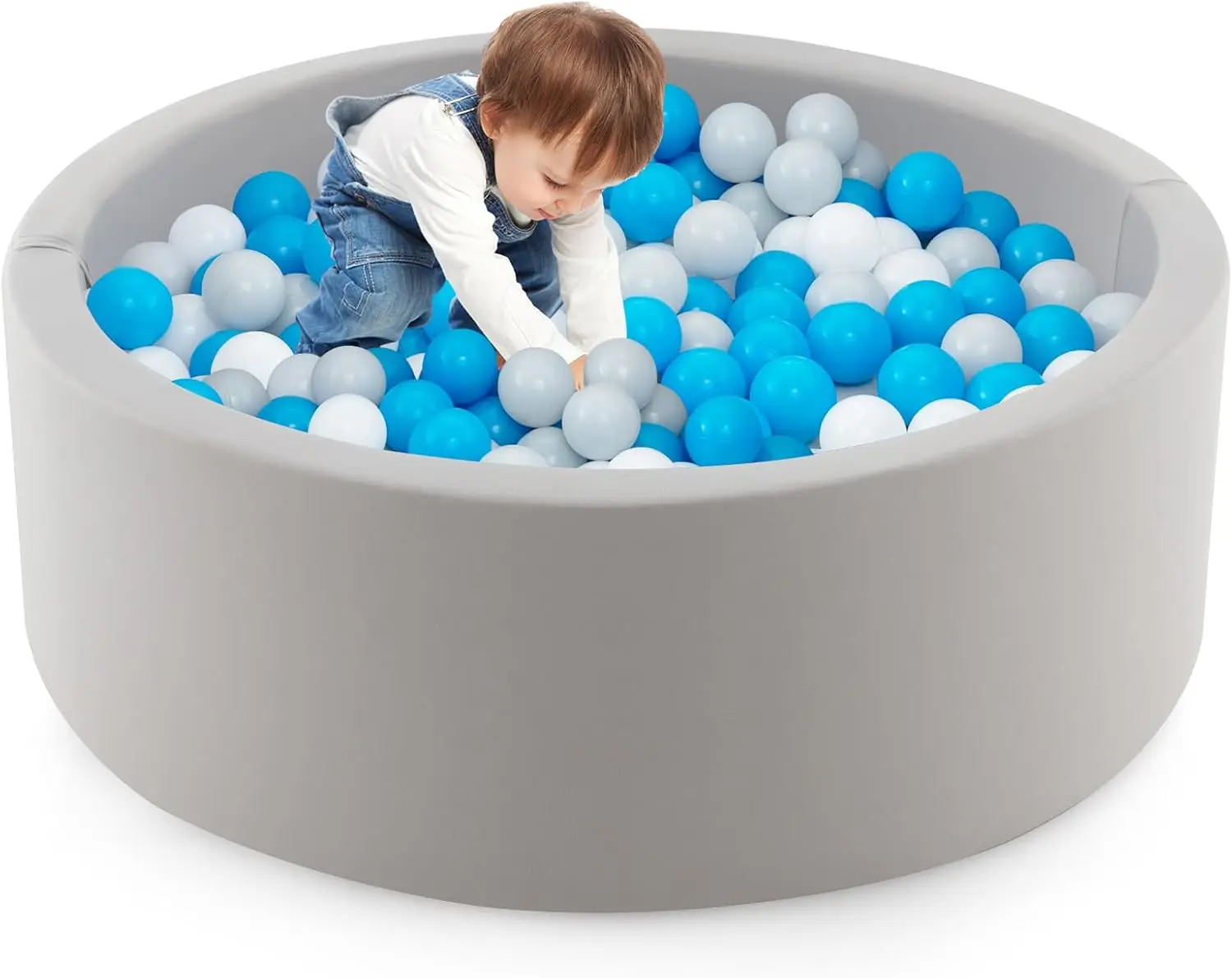 Fossa per palline in schiuma, grande piscina per palline rotonda morbida da 35,5 x 12 pollici con 200 palline oceaniche e custodia, box per bambini per interni ed esterni, pla
